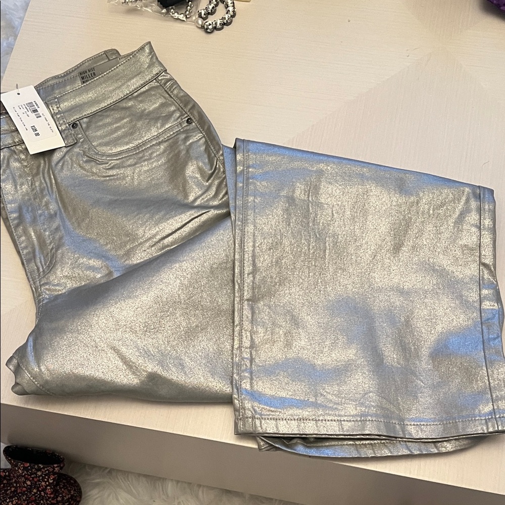 Kut from the Kloth Silver High Rise Wide Leg Jeans